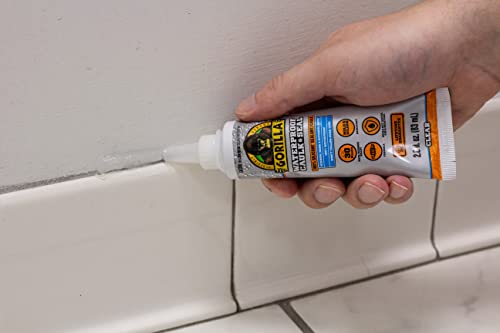 Gorilla Waterproof Caulk & Seal100% Silicone Sealant, 2.8Oz Squeeze Tube, Clear (Pack Of 1) #TOP4
