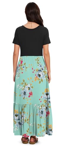 Image of VIISHOW Women's Short Sleeve Maxi Dress 2026 Summer V Neck Knit Loose Plain Empire Waist Casual Dresses with Pockets