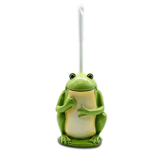 YOURNELO Cute Cartoon Frog Monkey Duck Toilet Brush and Holder Toilet Cleaning Brush Set (FrogPrince)