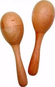 Basic Beat BB013 - Natural Wood Maracas with Smooth Grip - Delicate Sound for Quiet Settings & Groups