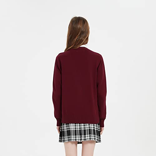 Image of jinghuiyue Women's Cardigan School Uniform Sweater V Neck Button Down Knit Cardigans Coat with Pockets