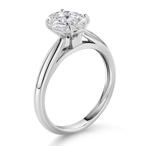 Gem Stone King 0.75-1.50 Ct 10K White Gold IGI Certified White Lab Grown Diamond Solitaire Anniversary Engagement Ring For Women | E-F Color | VS1-VS2 Clarity | Available In Size 5-103