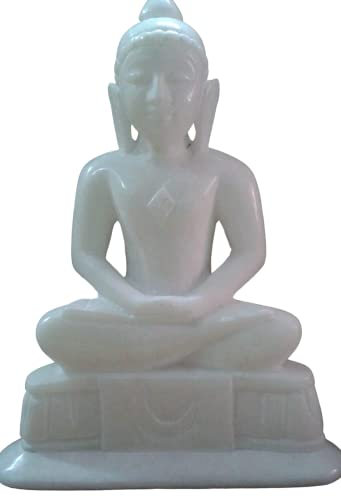 Craftslook 6" Inch Marble Mahaveer Swami Statue Religious Mahavira Stone Art Home Decor Best Gifts Best Gifts Digambar Jain Murti Deity Bhagwan Mahaveer Jainsite Lord Mahavir Idol Religious Statues #TOP4