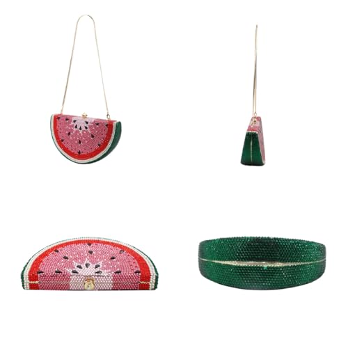 Image of RomanticDesign Cute Watermelon Rhinestone Evening Clutch for Women Glitter Crystal Purse Party Cocktail Banquet Handbag