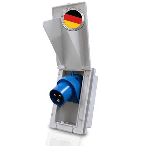Carbest CEE Steckdose 16a Weiß - Rechteckig IP44 240V 3-polig Klappdeckel Einbau-Stecker für Außeneinsatz einspeisesteckdose Wohnwagen Zubehör Wohnmobil Zubehör Camper
