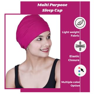 Image of The Headscarves Women Silky Soft Bamboo Viscose Sleep Cap for Hair Loss Chemo Headwear Skull Cap Free Size (Multicolor) (HS3 Multicolor)