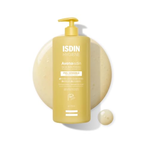 ISDIN Gel Corporal para Pieles Sensibles, Avena, Sin Fragancia, Sin Perfume, Negro, 750 ml (Paquete de 1)