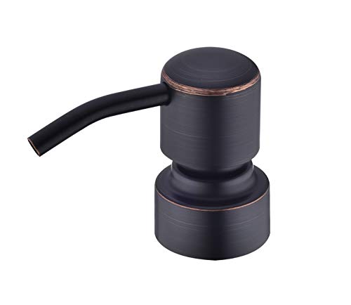 Image of 16Oz Clear Glass Soap Dispenser with Rust Proof Bronze Stainless Steel Pump, Refillable Bathroom Soap Dispenser with Vertical Stripe, Oil Rubbed Bronze Pump Kitchen Dispensers