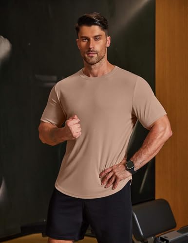 Image of COOFANDY Mens Muscle T Shirts Short Sleeve Slim Fit Tshirts Gym Workout Athletic Crewneck Shirt