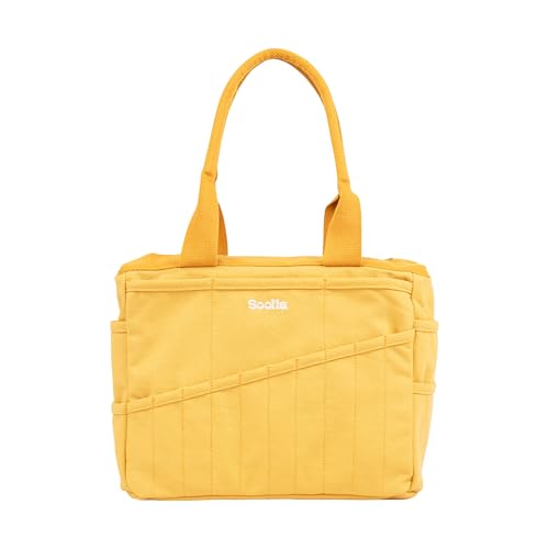 Soolla Studio Bag: Pottery Tool Bag Art Supply Storage Knitting Yarn Organizer Crochet Projects & Washable Craft Tote 30 Pockets 25+ Canvas Colors Student Artist Gift (Sunset Mustard)