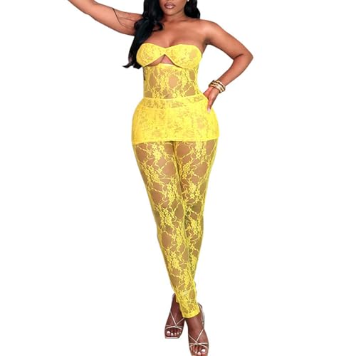 PxshEisua] レディース 2ピースセット シースルーボディコン レース