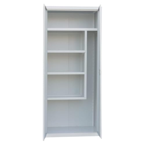 Armadio Portascope in Metallo a Due Ante - Dimensioni L100 x P40 x H180 cm - Colore Prev. Bianco-Grigio – Fornito di Kit di Montaggio e QR code per Video Istruzioni – Dotato di serratura e chiave