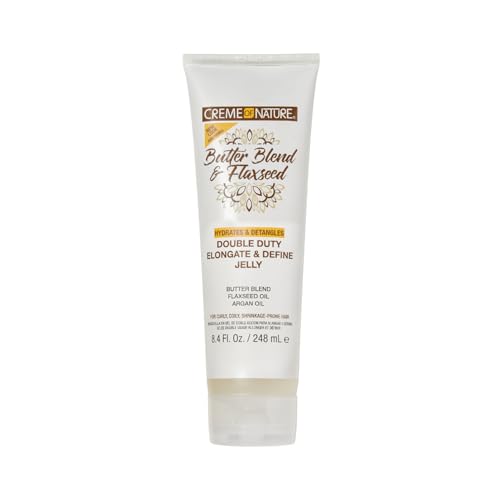 Creme of Nature Butter Blend et Flaxseed, Gelée Coiffante, Allonge et Définit les boucles, Élimine les frissotis, Texture non Collante, Non Grasse, Soin Coiffant Cheveux Bouclés Frisés Crépus - 248ml
