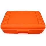 Craft County | Transparent Pencil Box | Colored Utility Box Storage Office Supplies Organizer | Orange
