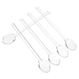 GALPADA 5 Stück Durchsichtiger Kaffeelöffel aus Hitzebeständigem Borosilikatglas 13cm Espressolöffel Teelöffel für Bar Café und Haushalt