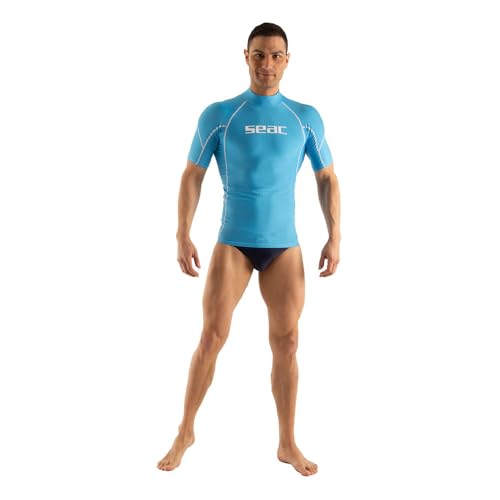 SEAC RAA Short EVO Man, Camiseta Rash Guard para Snorkeling y natación con protección UV, XXXXL, Azul