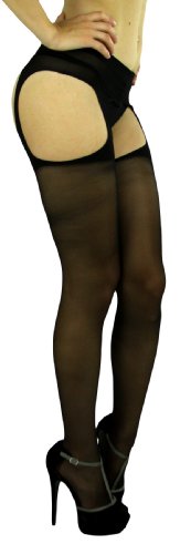 Image of ToBeInStyle Women's Attached Garter Belt Suspender Nylon Stocking Pantyhose