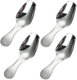 CGJIANG 4 Pcs Stainless Steel Mini Teaspoon Small Salt Scoop Mini Short Handle Teaspoon Spice Coffee Spoons for Coffee Loose Tea Sugar Flour
