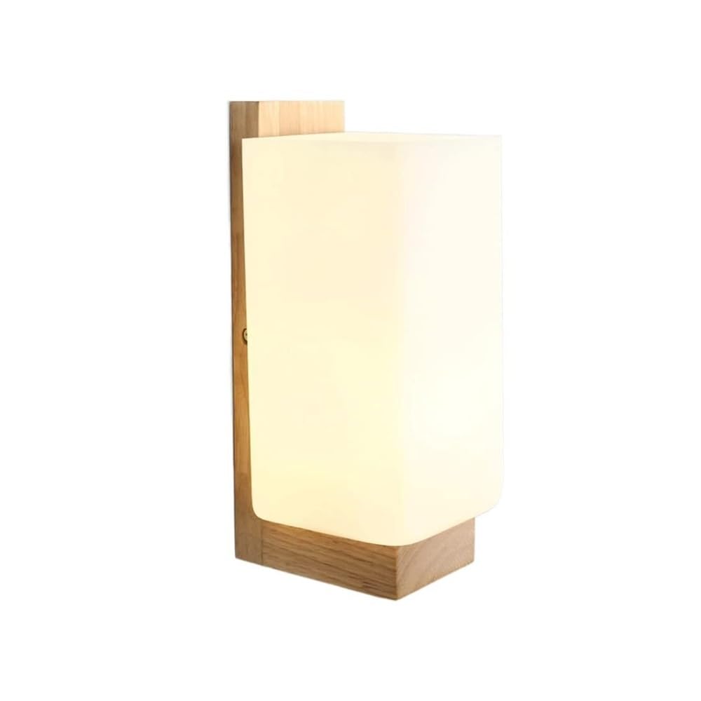 HXYSXHJUO Retro Industrial Wall Sconce Wooden Lamp with Glass Shade Vintage Lighting Mounted for Bedroom Bedside Living Room Study Corridor Entryway Restaurant