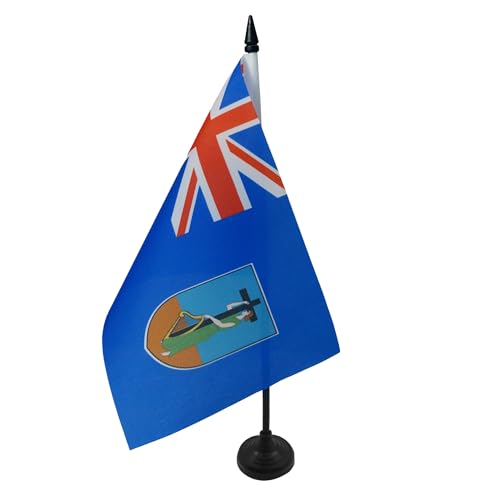 Montserrat Table Flag 5'' x 8'' - Montserratian - English Desk Flag 21 x 14 cm - Black plastic stick and base - AZ FLAG