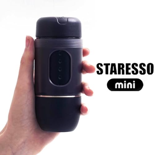 Image of STARESSO Portable Espresso Machine MINI with Carrier Box - Manual Espresso Maker with Rich & Thick Crema, Compatible with Nespresso Pods & Ground Coffee, Suitable for Travel Outdoors Home and Office