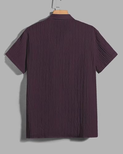 Image of Men's Relaxed Fit Striped Short Sleeve Button-Down Casual Shirt