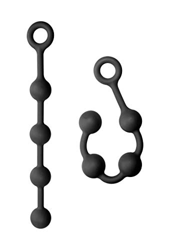 Boules anales en silicone noir Doc Johnson Kink avec base de sécurité renforcée