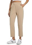Libin Pantalones de Vestir Casuales Mujer Elástico Cintura, Traje Trabajo, Golf, Chándal, Deporte, Jogger con Bolsillos, para Oficina, Transpirables, Correr, Fitness 27", Caqui L