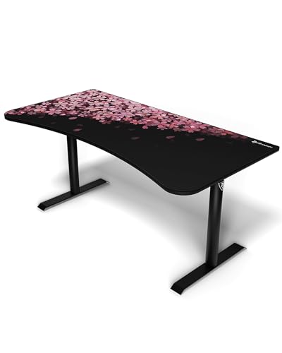 Image of Arozzi Arena Special Edition Ultrawide Curved Gaming and Office Desk with Full Surface Water Resistant Desk Mat Custom Monitor Mount Cable Management Cut Outs - Flower
