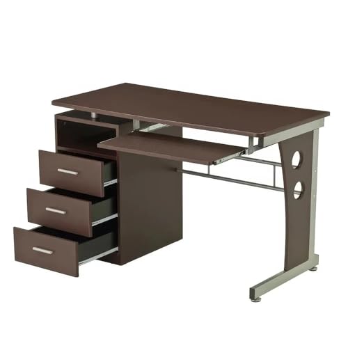 Elegant Chocolate Computer Desk with Ample Storage and Sturdy Design