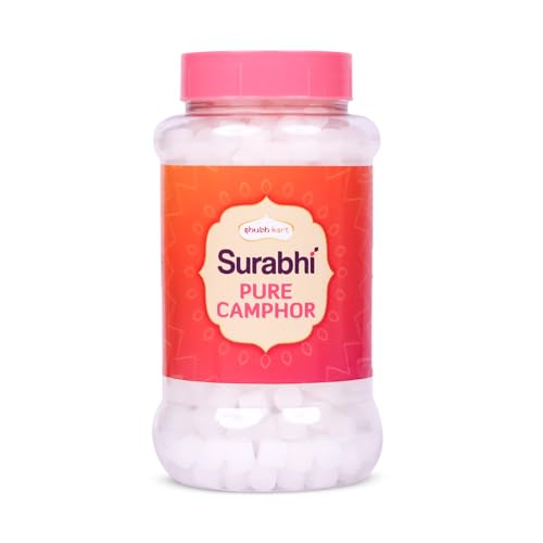 Shubhkart Surabhi 100% Pure Camphor Crystals or Aromatherapy Incense Odor Eliminator Puja (Surabhi Camphor 250 g | 8.8 oz)