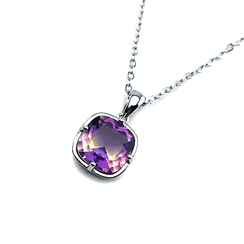 Pendentif ametrine en argent 925 avec une pierre naturelle taille coussin de 10mm