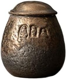 SONGCHAO Sugar Jar Retro Ceramic Tea Cans Household Pu'er Sealed Awakening Storage Moisture-Proof Warehouse Chinese Gilded Pottery Jars Tea Canister(A)