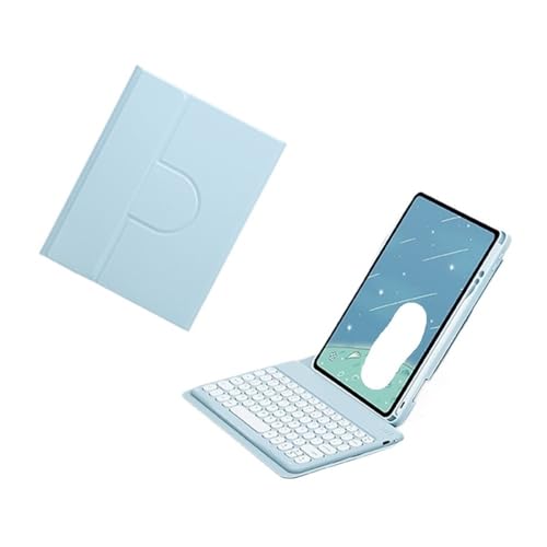 Housse iPad Pro 11 2024 avec clavier magnétique bleu ciel et support acrylique rotatif
