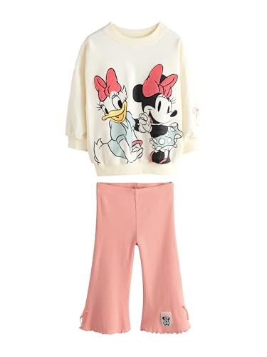 NEXT Fille Ensemble Haut à Manches Longues et Pantalon évasé Disney Minnie Mouse et Daisy Duck Ecru White 6 Mois-9 Mois