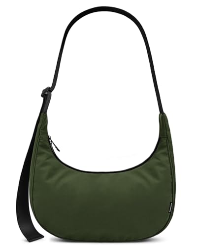 Image of Iioscre Medium Nylon Crossbody Crescent Bag for Women Men, 2 Zippers Crossbody Hobo Bag with Adjustable Strap & Inner Pockets