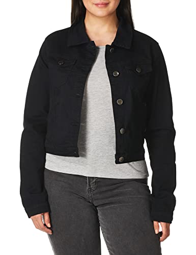 Cover Girl Women's Jeans Jacket Crop Frayed Blue Distressed Or Dark Basic, Black Denim, Small #TOP13