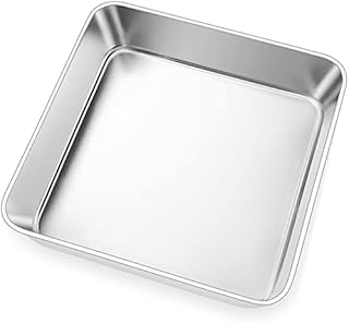 Joyfair 8 inch Cake Tin, Stainless Steel Square Baking Tin/ Small Roasting Pan, Cake Mould for Birthday Christmas, Brownie Lasagna Bakeware, Healthy, Matte Finished & Dishwasher Safe, 20 x 20 cm