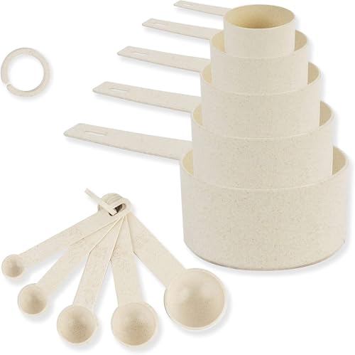 Set de 10 Vasos y Cucharas Medidoras de Paja de Trigo miniatura 1