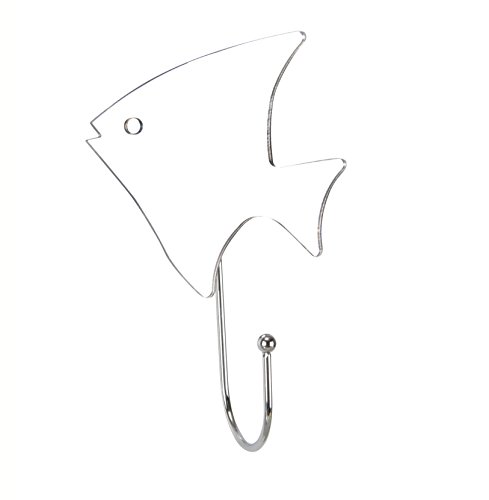 Outlook Design Italia Mirror Hook Fish Gancho Espejo con Ventosa, Plata, 14 x 9 x 4.5 cm
