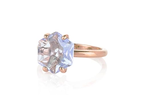 Pierre de naissance de décembre, bague solitaire tanzanite or rose en cadeau