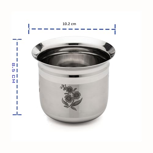 Image of Expresso Stainless Steel Deep Water Gunj - Flat Bottom Milk Pot and Tope, Cooking Pot, Patila, Bhagona, Tapeli Heavy Gauge Boiling Vessel Dekchi for Home and Kitchen (Capacity - 400 ML)