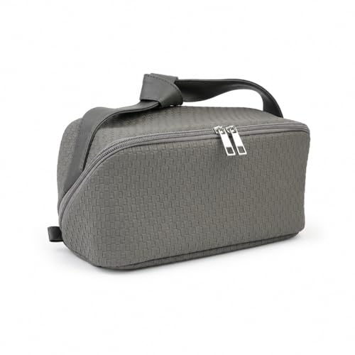 Bolsa de maquillaje grande de piel sintética con organizador para brochas y cosméticos