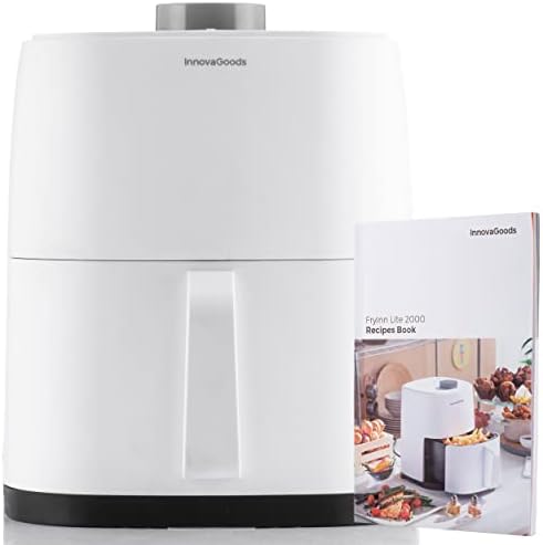 InnovaGoods® Freidora de aire sin Aceite 2L, 1200W con +100 recetas en Español, cesta antiadherente, temporizador y flujo de aire 360°, para 2 personas Color Blanco InnovaGoods® Freidora de aire sin Aceite 2L, 1200W con +100 recetas en Español, cesta antiadherente, temporizador y flujo de aire 360°, para 2 personas Color Blanco