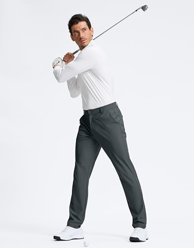 Image of Pudolla Men's Golf Pants 30 inch /32 inch /34 inch Comfy Stretch Dress Work Pants Lightweight Quick Dry Casual Slacks Trousers with Pockets