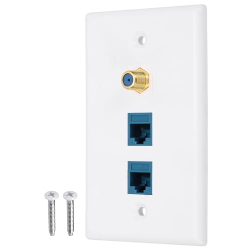 Placa de pared Ethernet Cat 6 blanca con 3 puertos RJ45 para instalar tras el televisor del salón