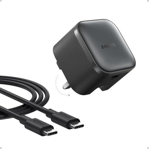 Anker Nano 45W Type C Fast Charging Charger Compact and Folddable Plug USB-C Charger Block for Samsung Galaxy S26 Ultra/S25 Series iPhone 17 Series MacBook Pixel 9 iPad (6 ft Cable Included)