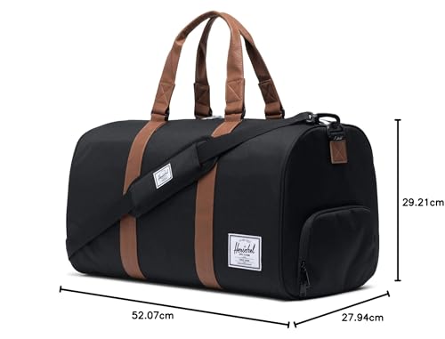 Image of Herschel Novel Duffel Bag, Black /Tan Synthetic Leather, Classic 42.5L