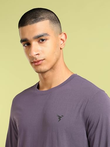 Image of TECHNOSPORT Men's Slim Fit Full Sleeve Crew Neck T-Shirt, COTFLEX Quick Dry Moisture Wicking Stretchable Sports Gym and Casual Wear