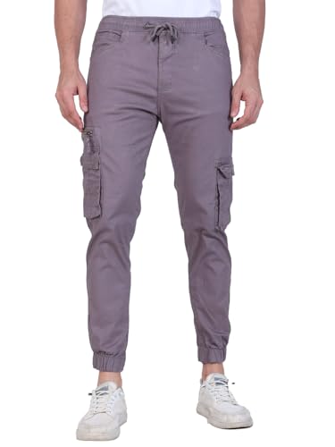 Image of Men's Cargo Pants with Pockets, Cotton Joggers, 6 Pocket Casual Trousers, Track Pants for Office and Parties, Comfortable